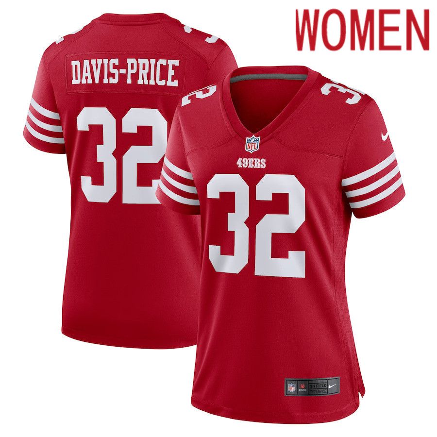 Women San Francisco 49ers 32 Tyrion Davis-Price Nike Scarlet Game Player NFL Jersey